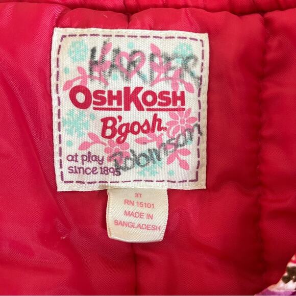 Oshkosh B’Gosh pink floral overall insulated snow pants size 3T - Picture 4 of 5